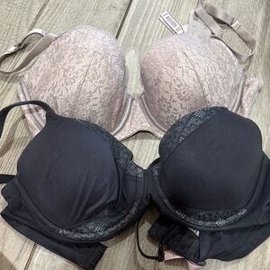 Elegant Lace and Smooth gray Victorias Secret Bra Set 34D